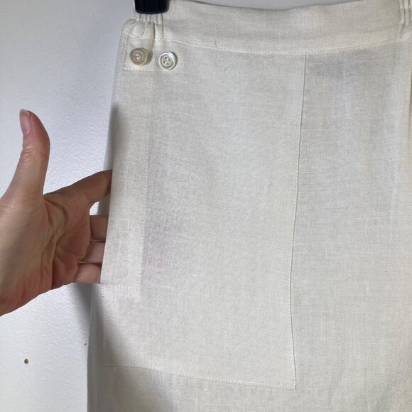 Womens Eskandar Bergdorf Goodman Asymmetrical Wrap Linen Maxi Skirt White 6/8 NW - Picture 7 of 15